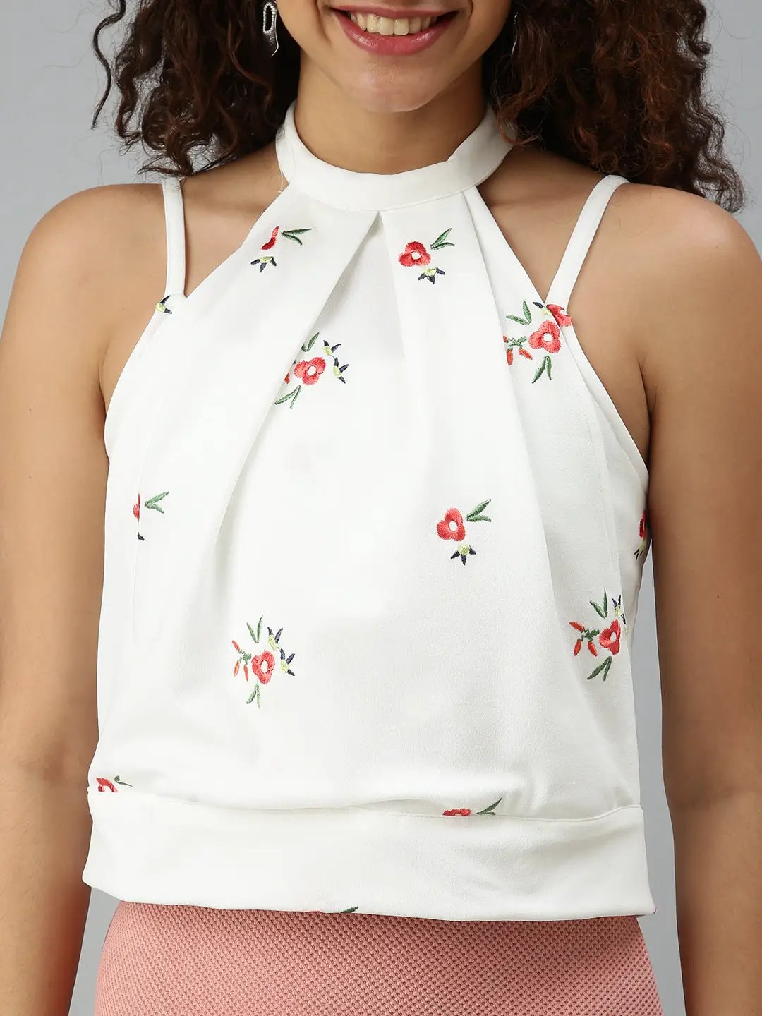 Women's White Solid Crop Bralette Top