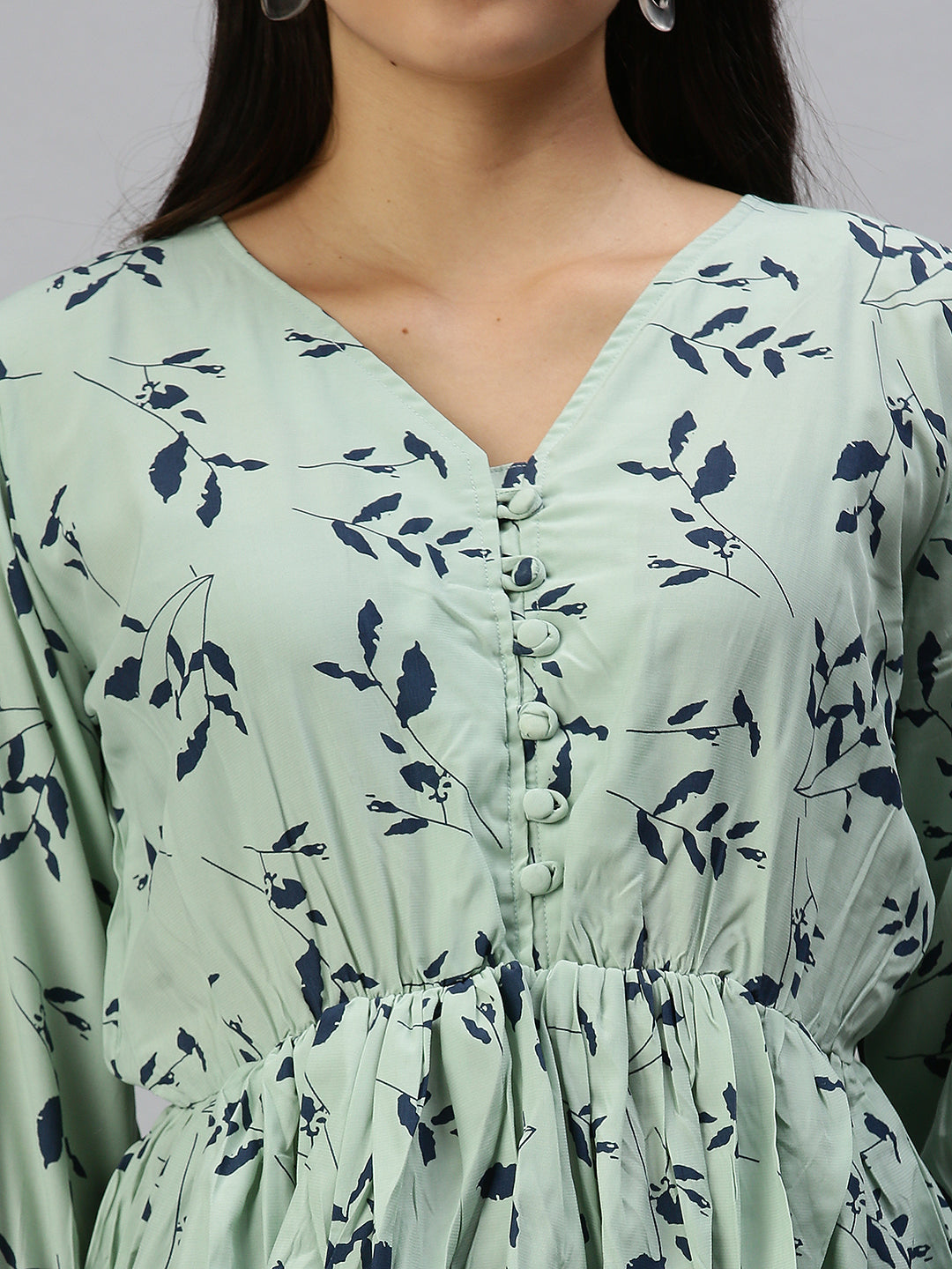 Women Green Printed Peplum Top