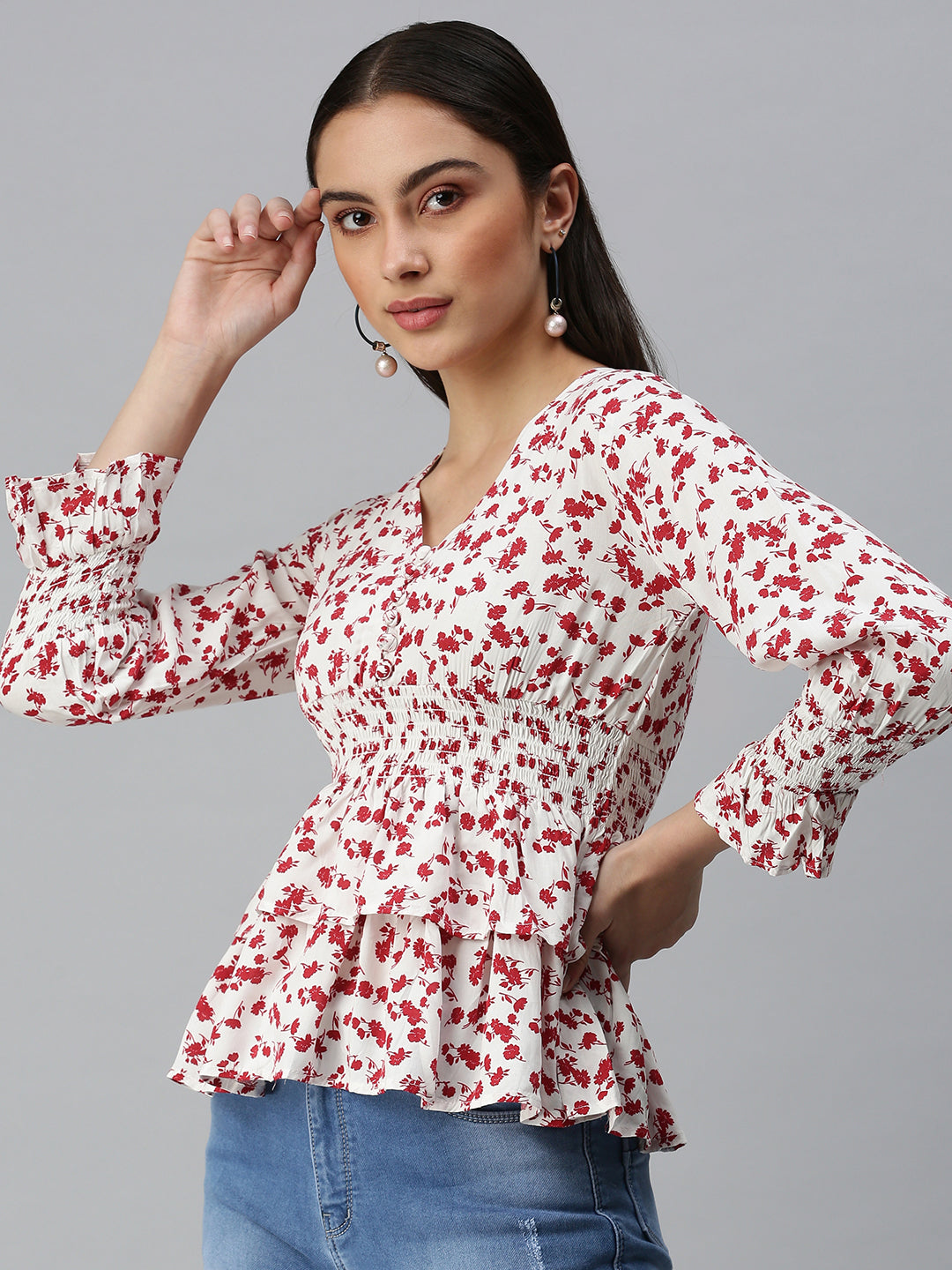 Women's Printed White Top