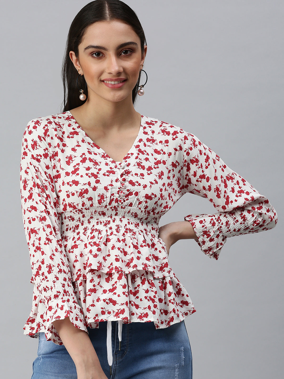 Women's Printed White Top