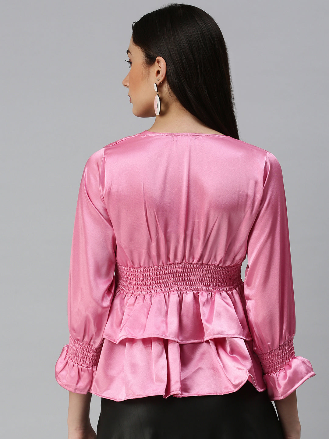 Women Pink Solid Peplum Top