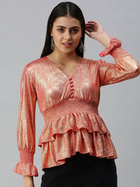 Women's Brown Solid Empire Top