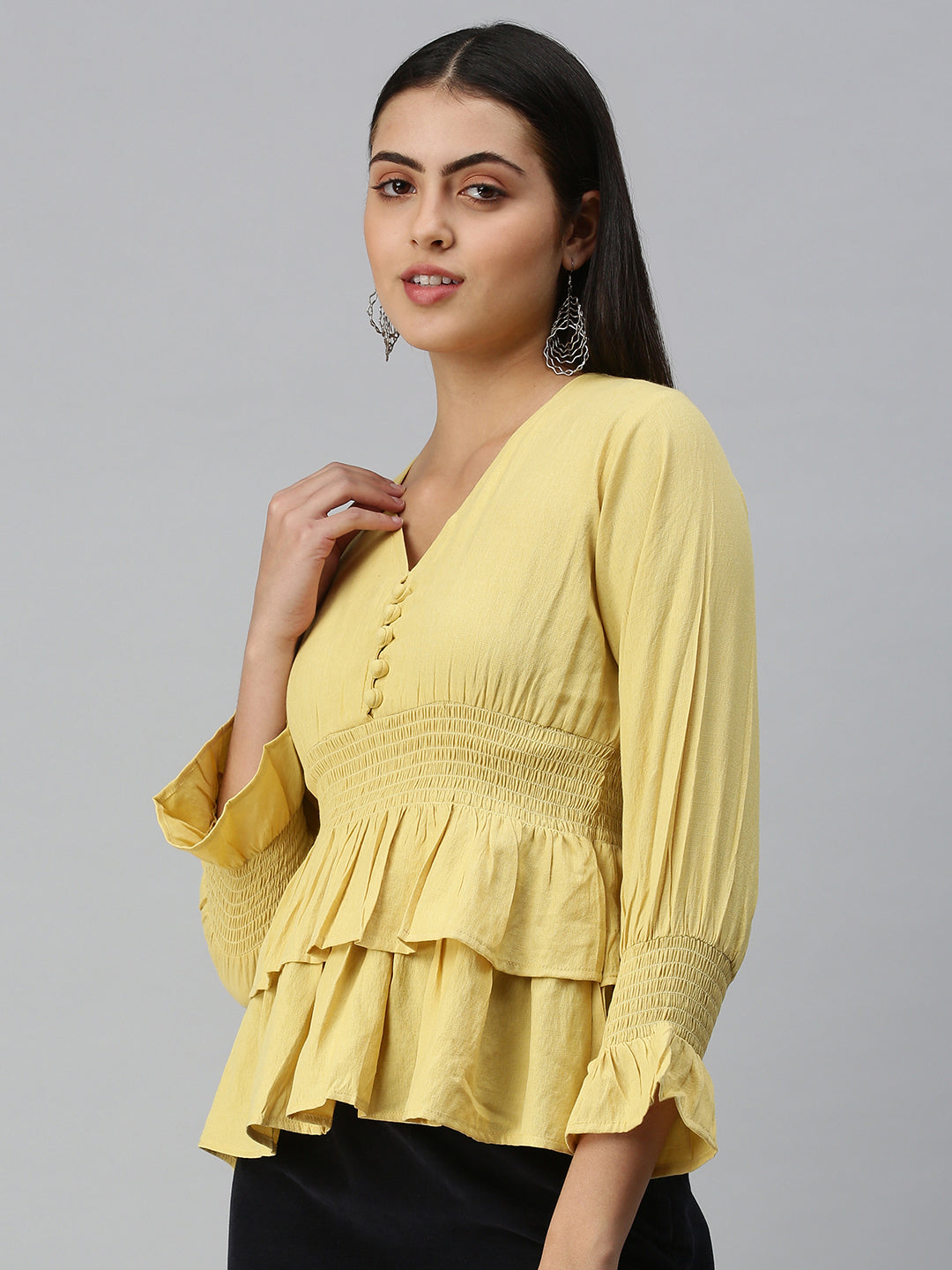 Women's Solid Yellow Top