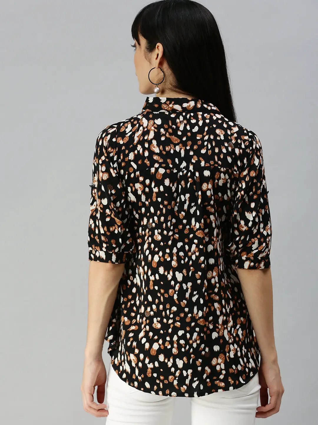 Women's Black Printed Tops
