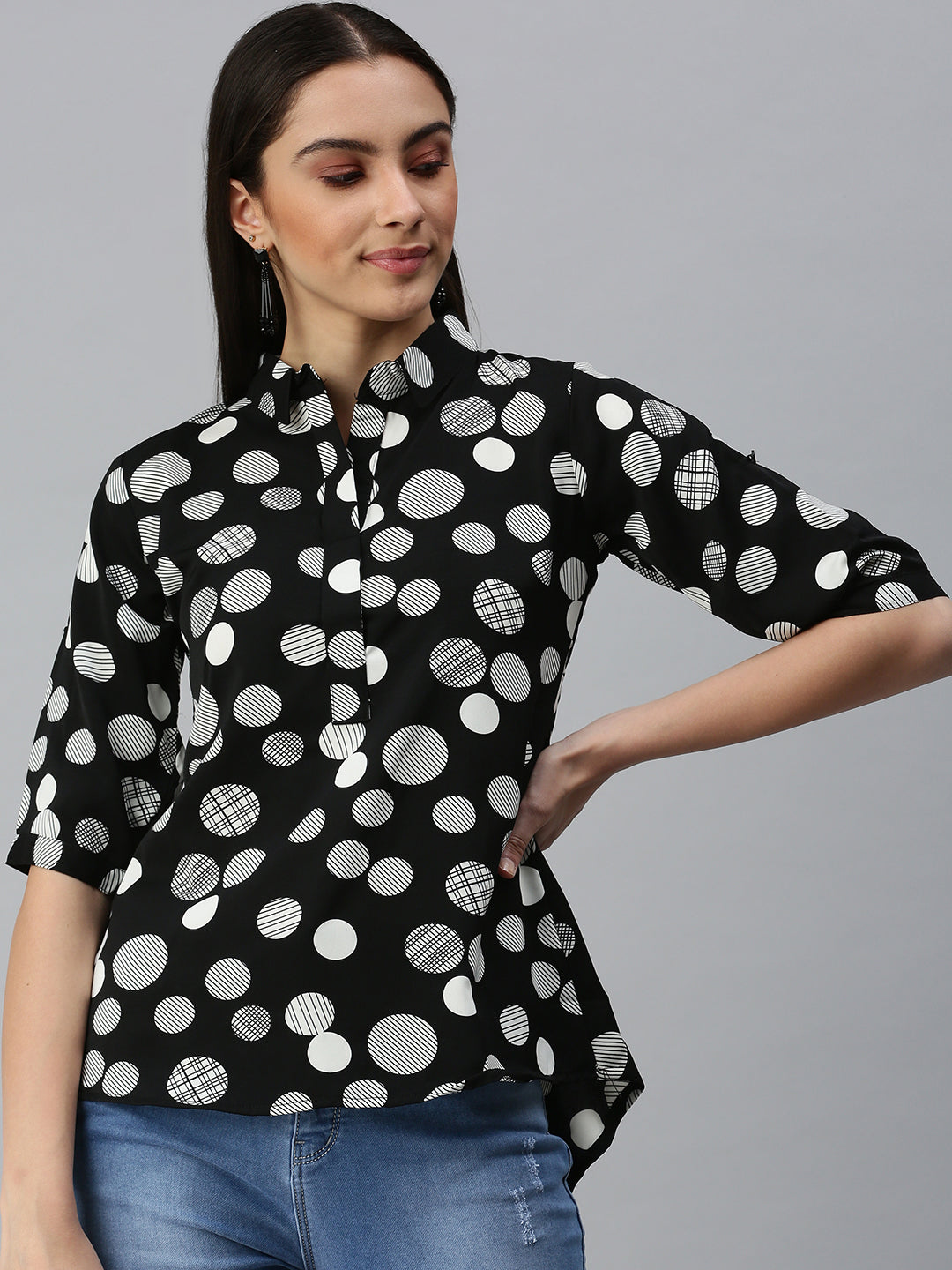 Women's Printed Black Top