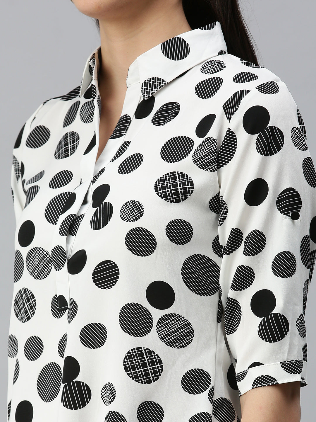 Women White Printed Shirt Top