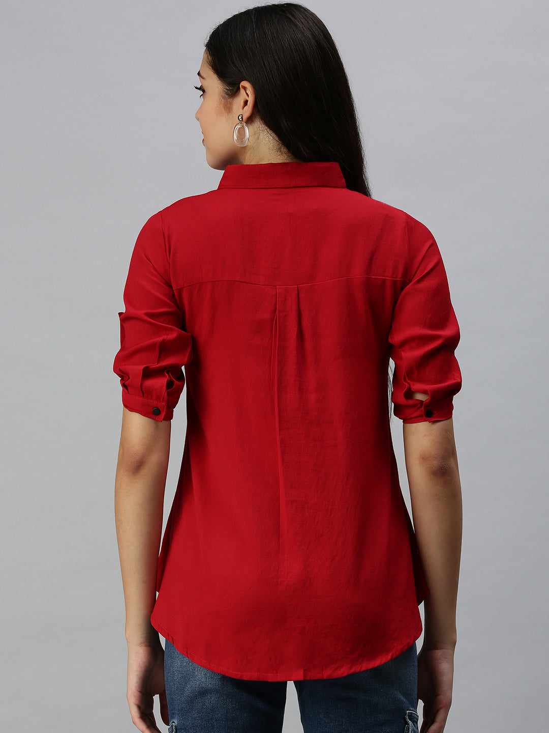 Women's Red Solid Shirt