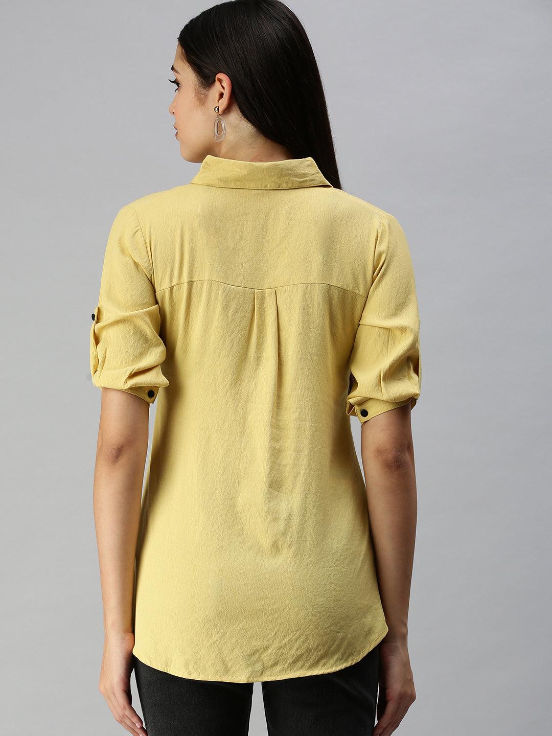 Women's Yellow Solid Shirt