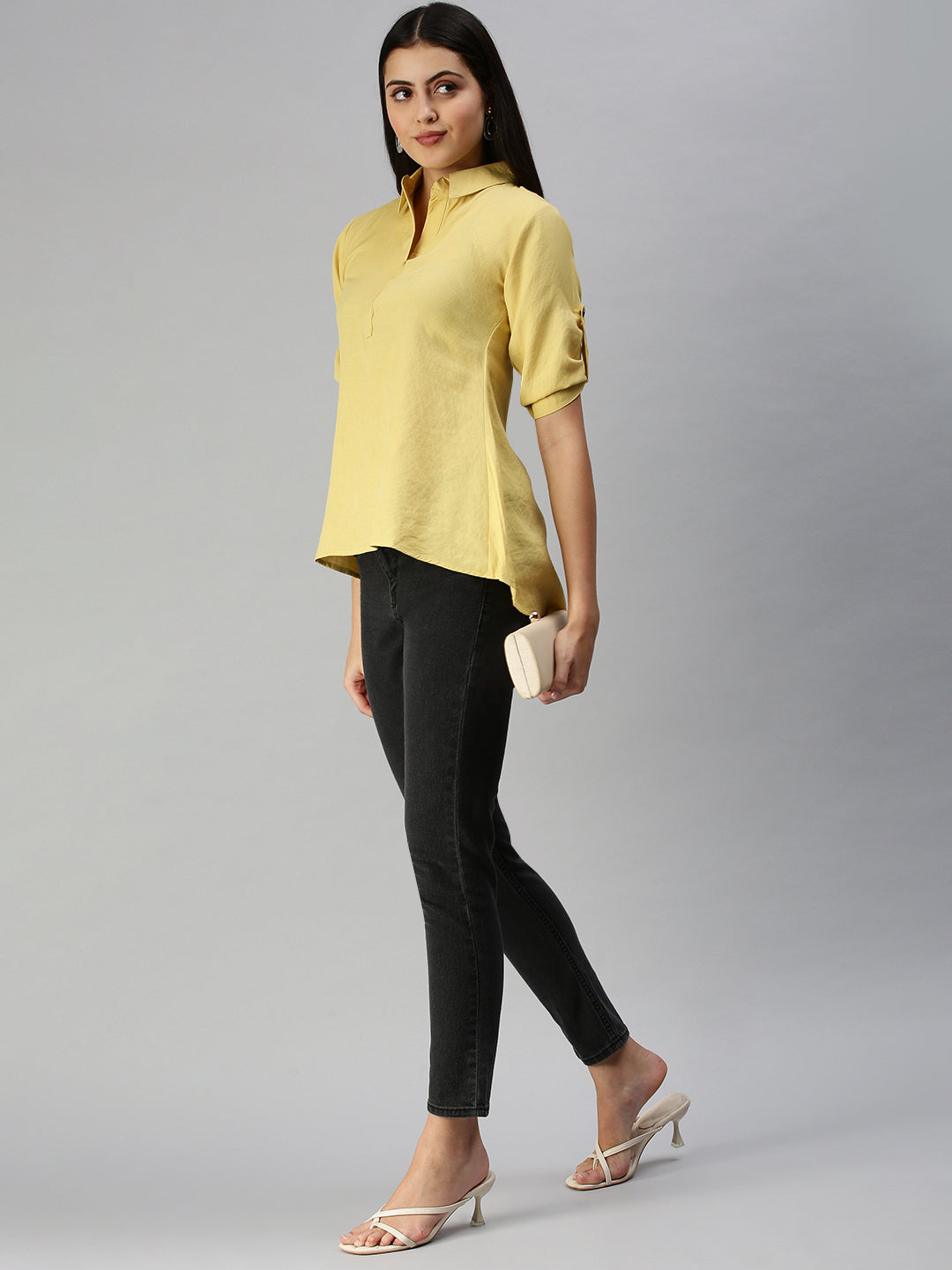 Women's Yellow Solid Shirt