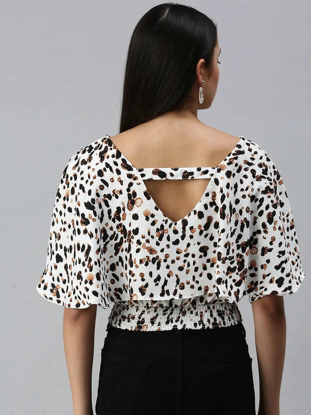 Women's White Printed Crop Corset Top