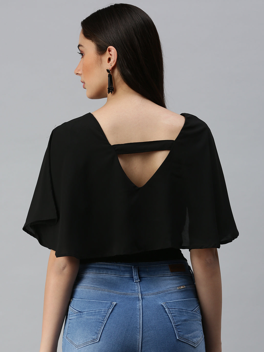 Women's Solid Black Top