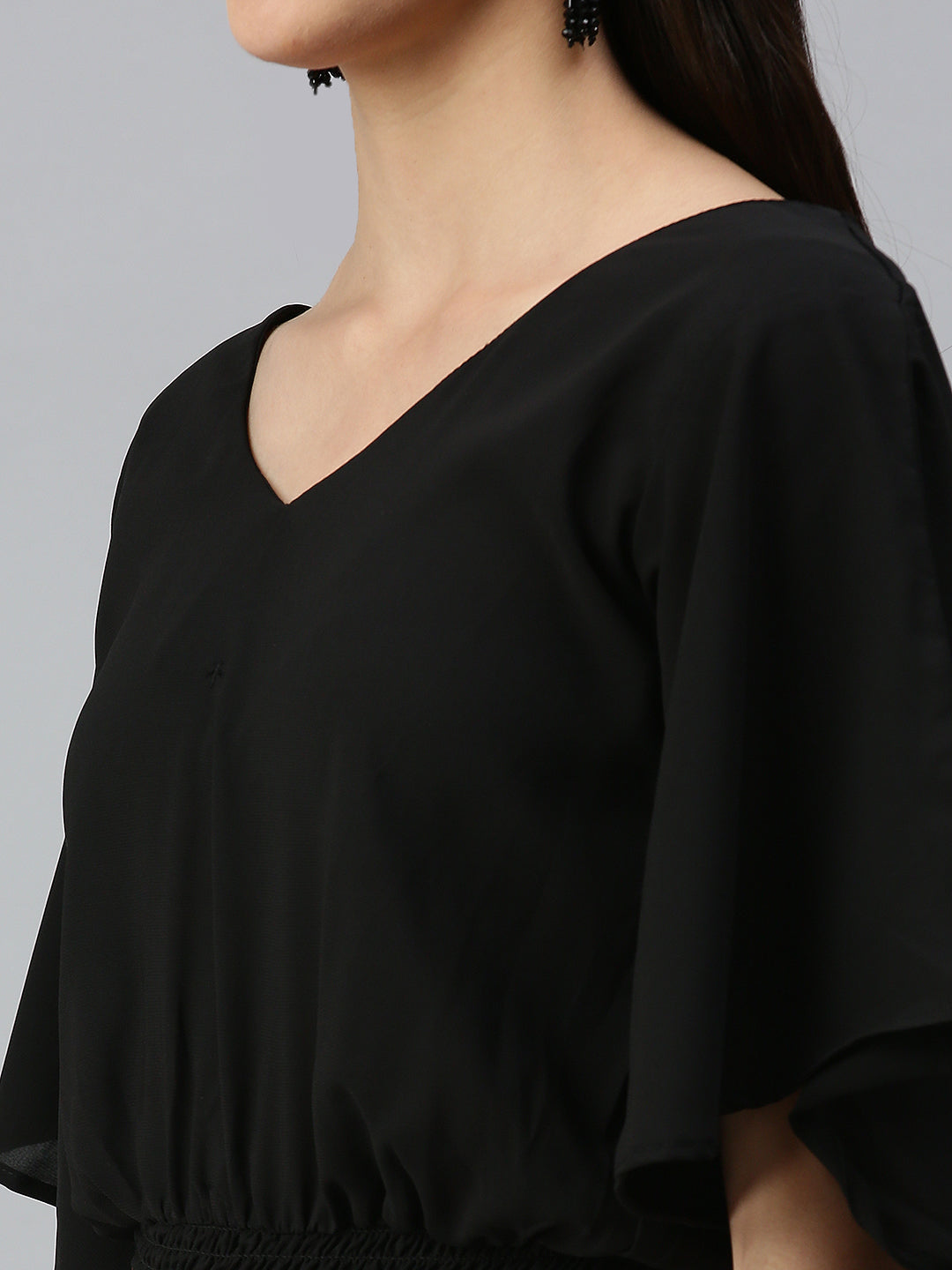 Women's Solid Black Top