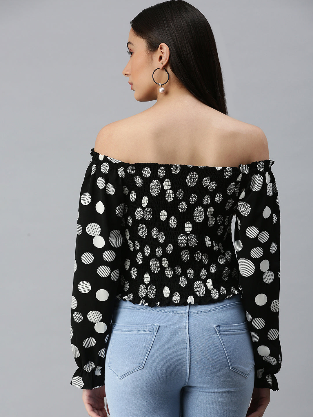 Women Black Printed Fitted Top