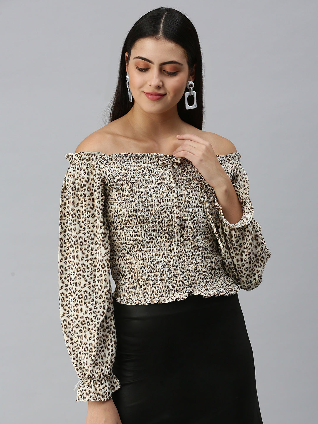 Women's Printed Beige Top