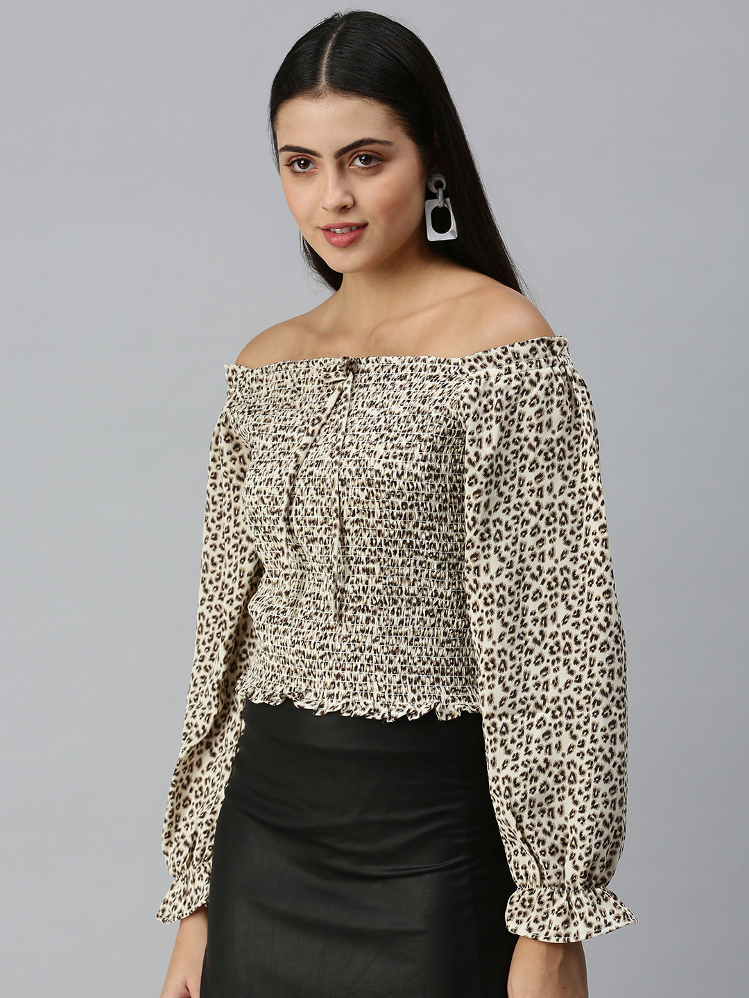 Women's Printed Beige Top