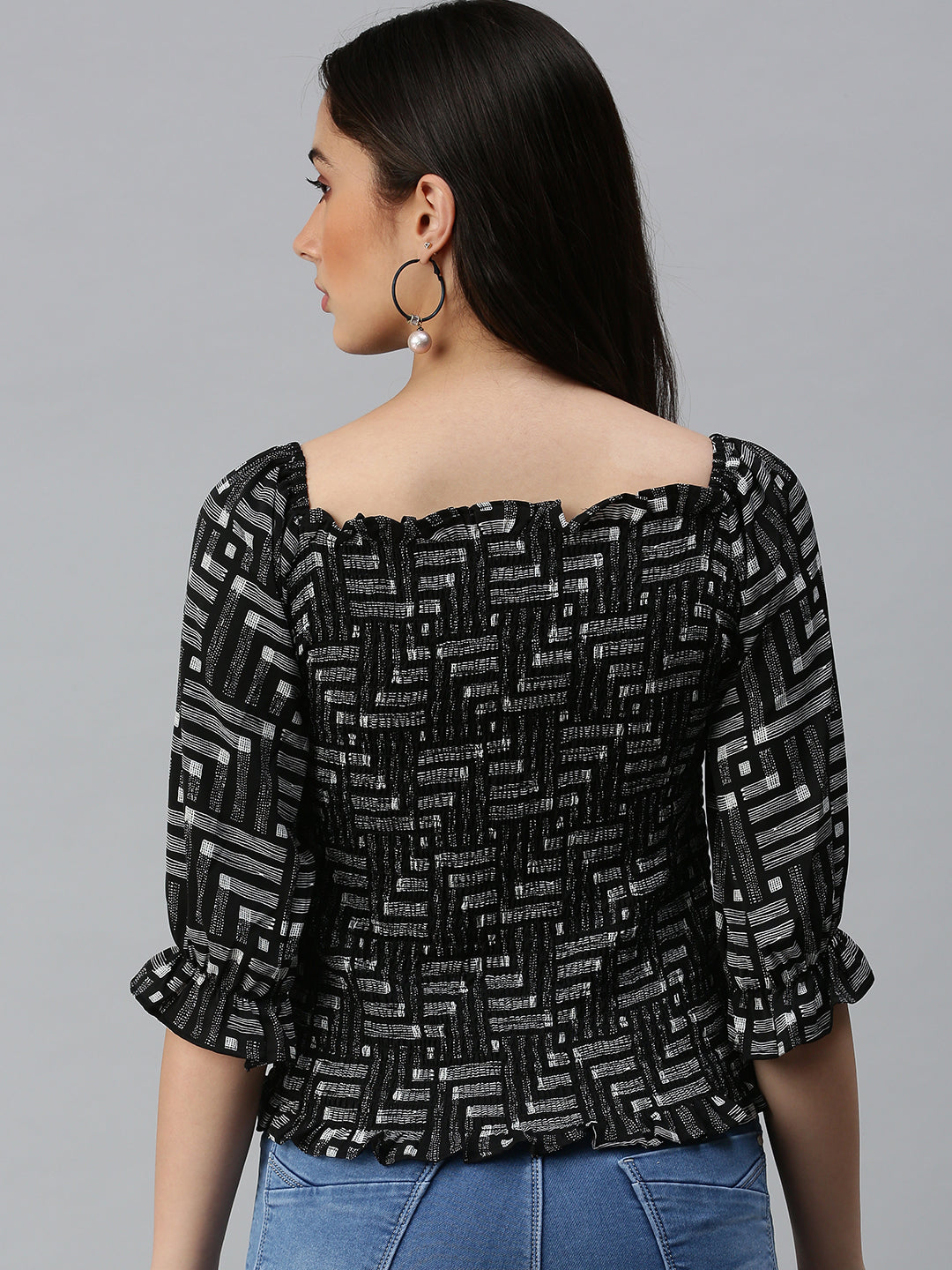 Women's Printed Black Top