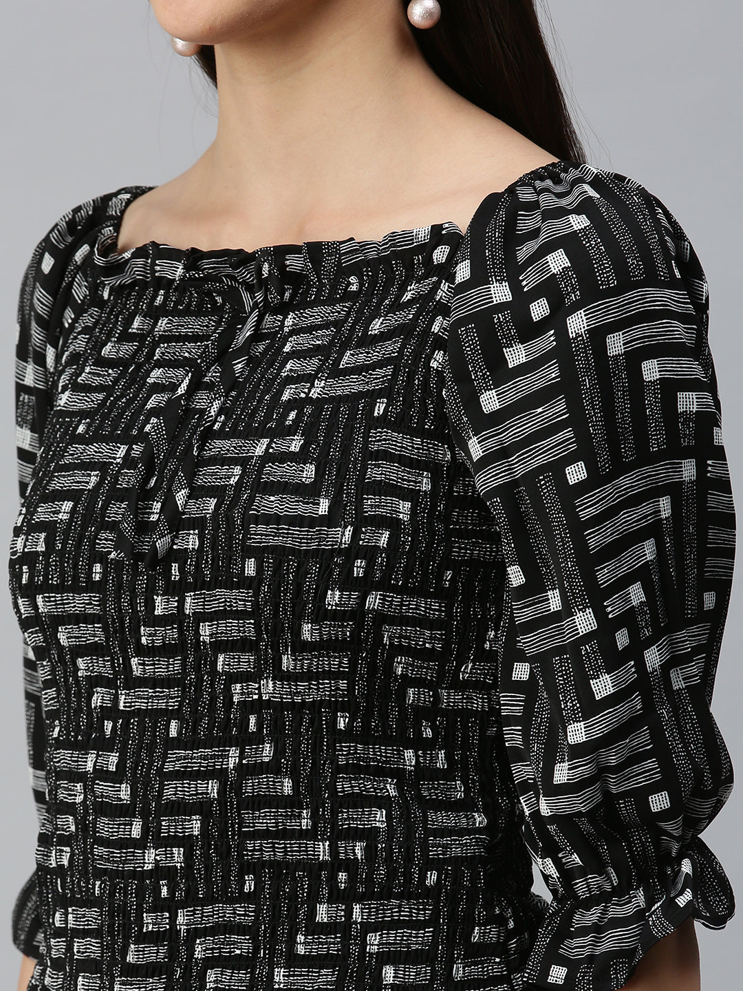 Women's Printed Black Top