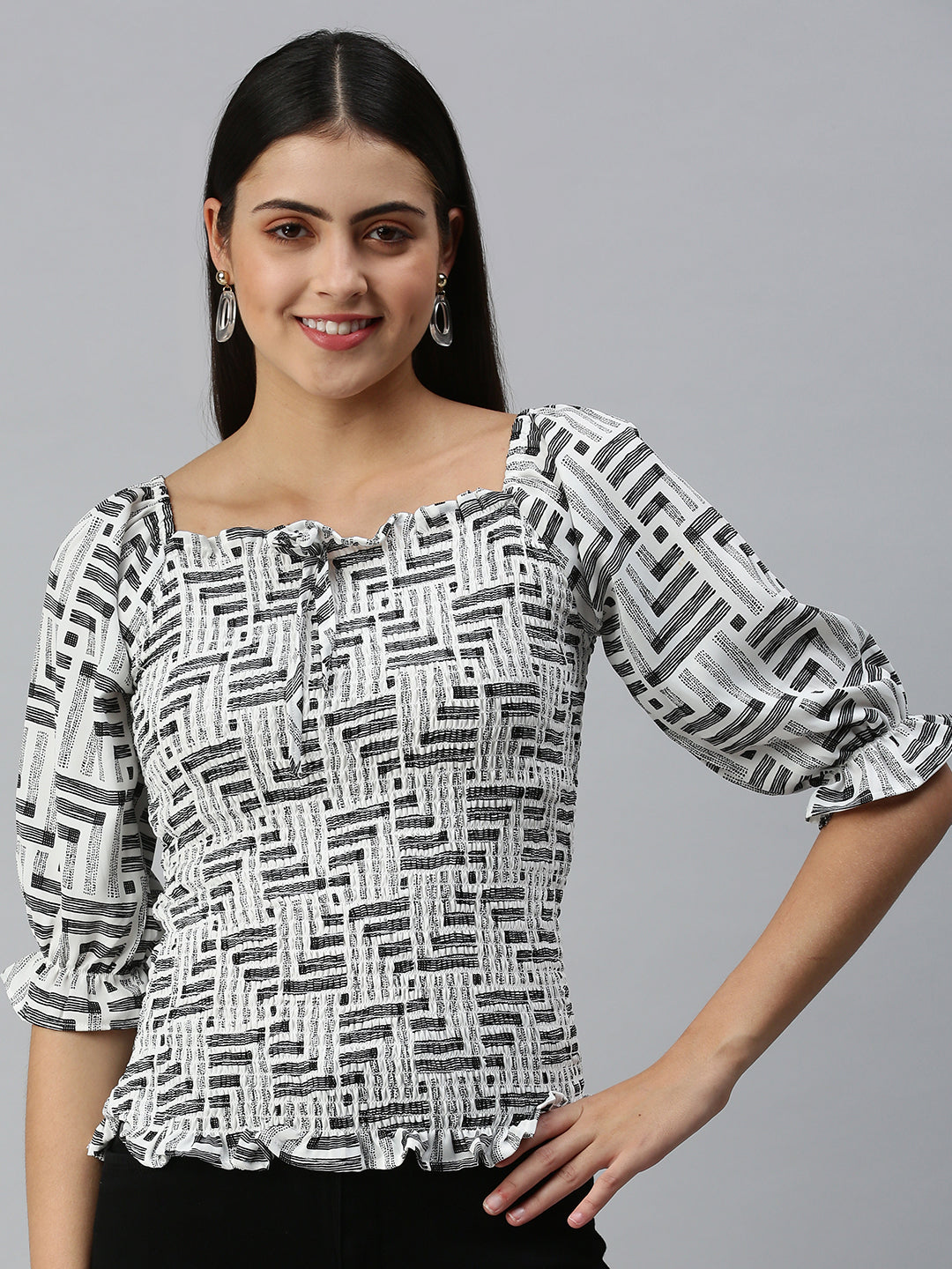 Women's Printed White Top