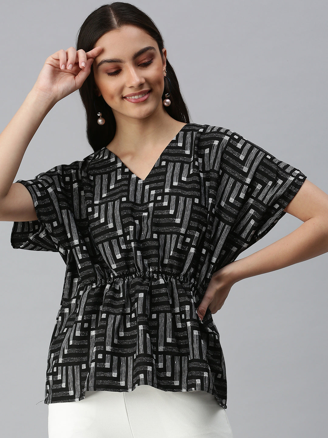 Women's Printed Black Top