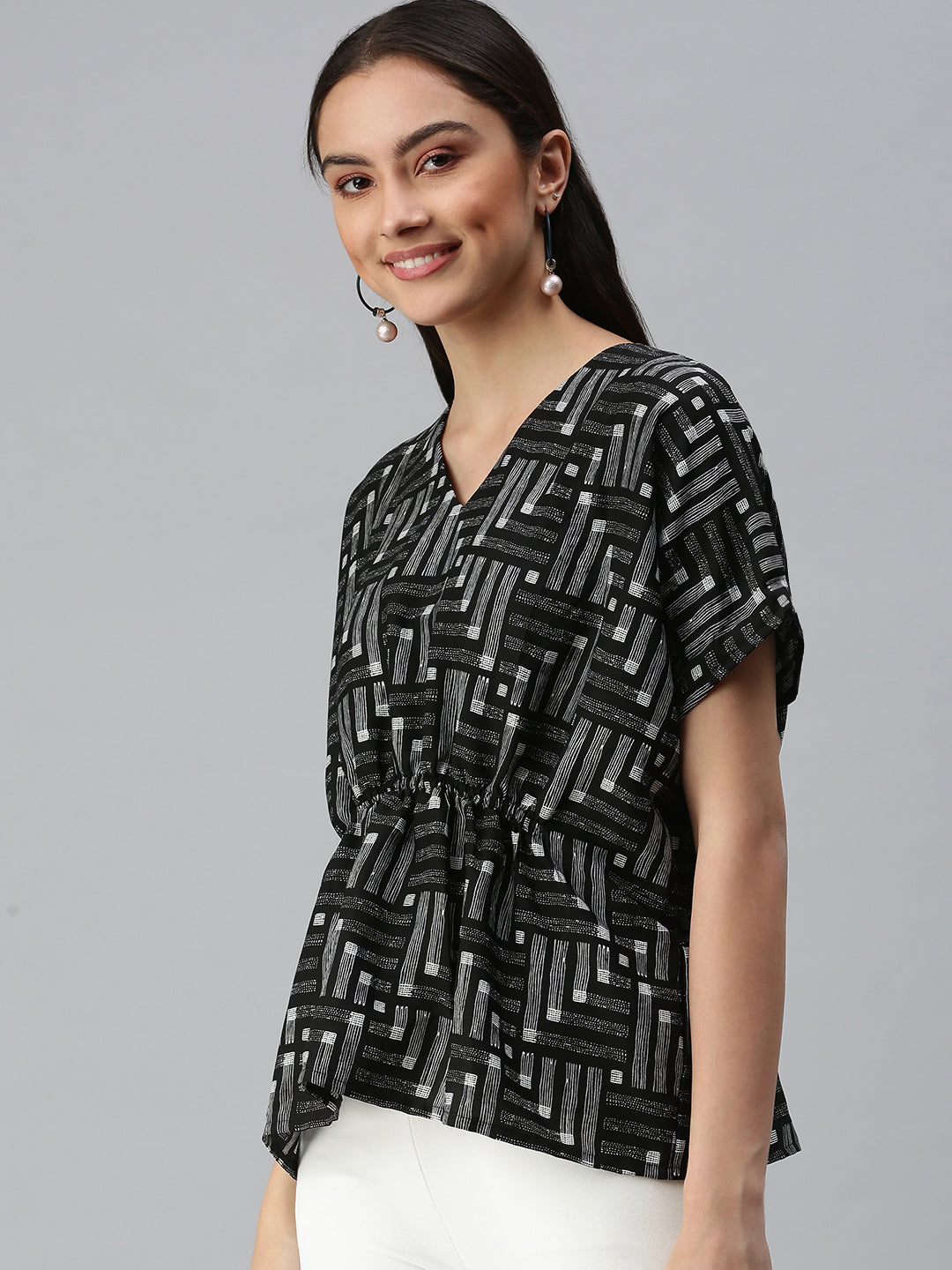 Women's Printed Black Top