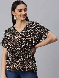 Women's Black Printed Kaftan Top