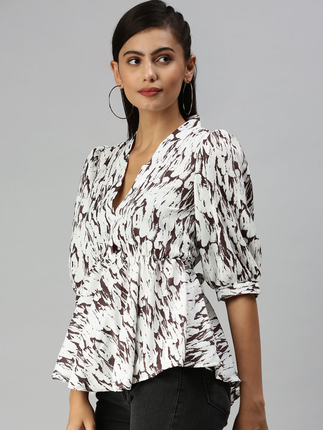 Women's Brown Printed Top