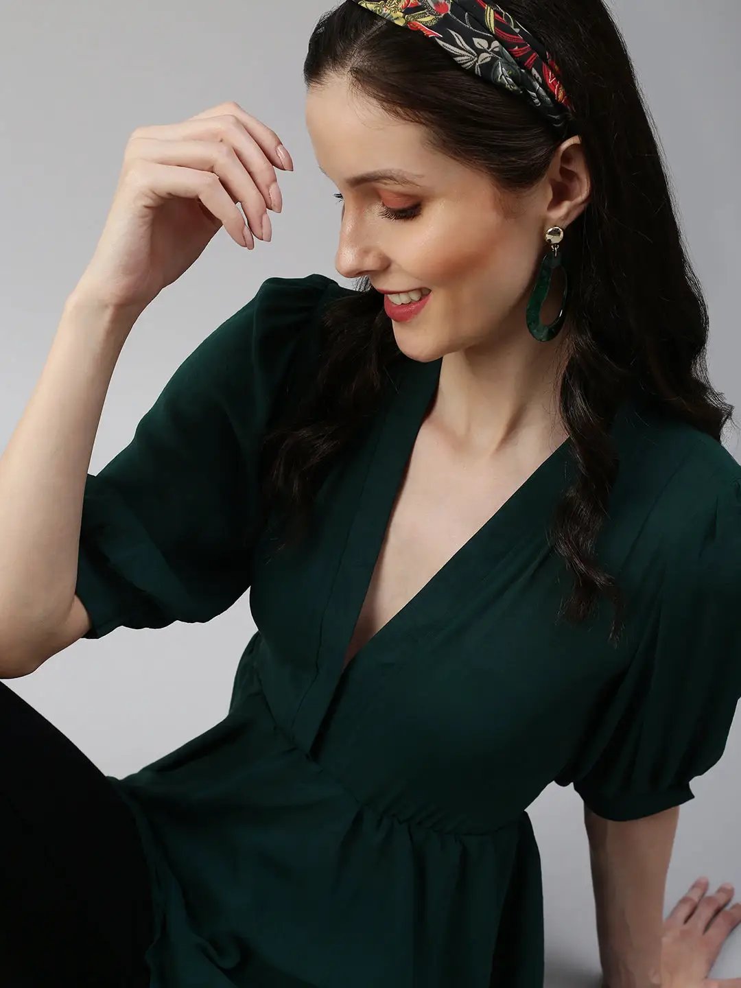 Women's Green Solid Top