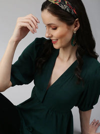 Women's Green Solid Top