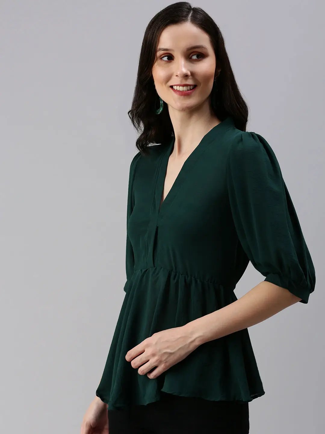 Women's Green Solid Top