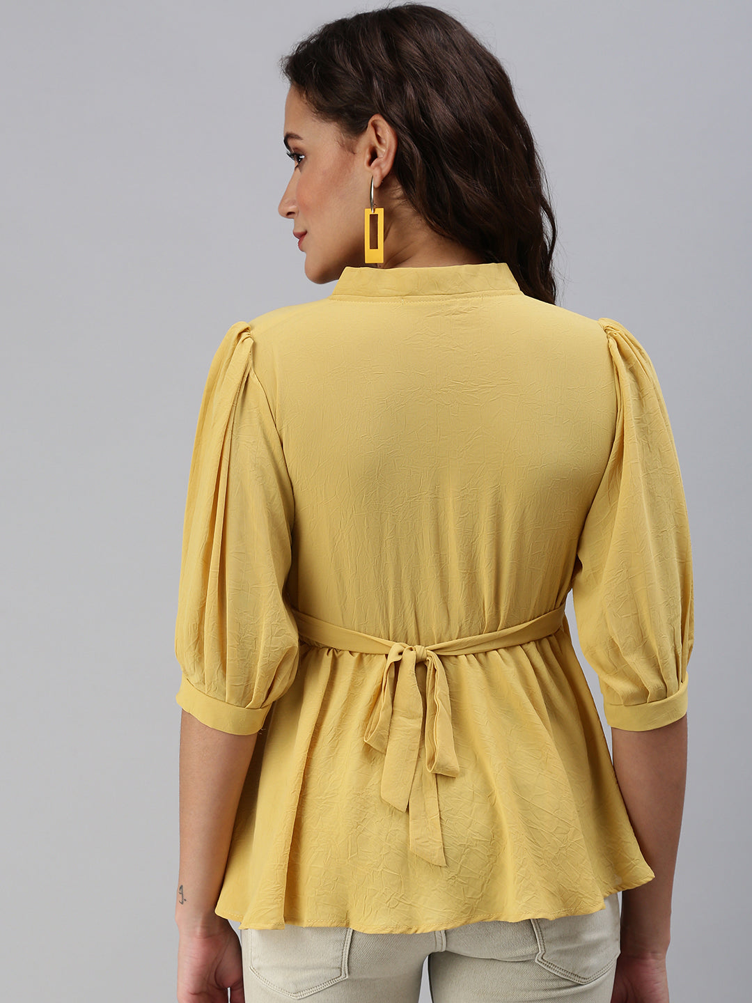 Women's Yellow Solid Top