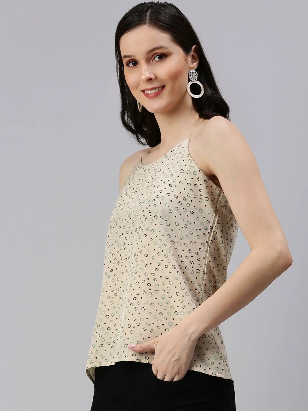 Women's Beige Geometrical Top