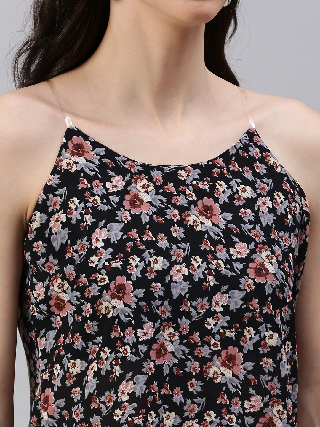 Women's Black Floral Top