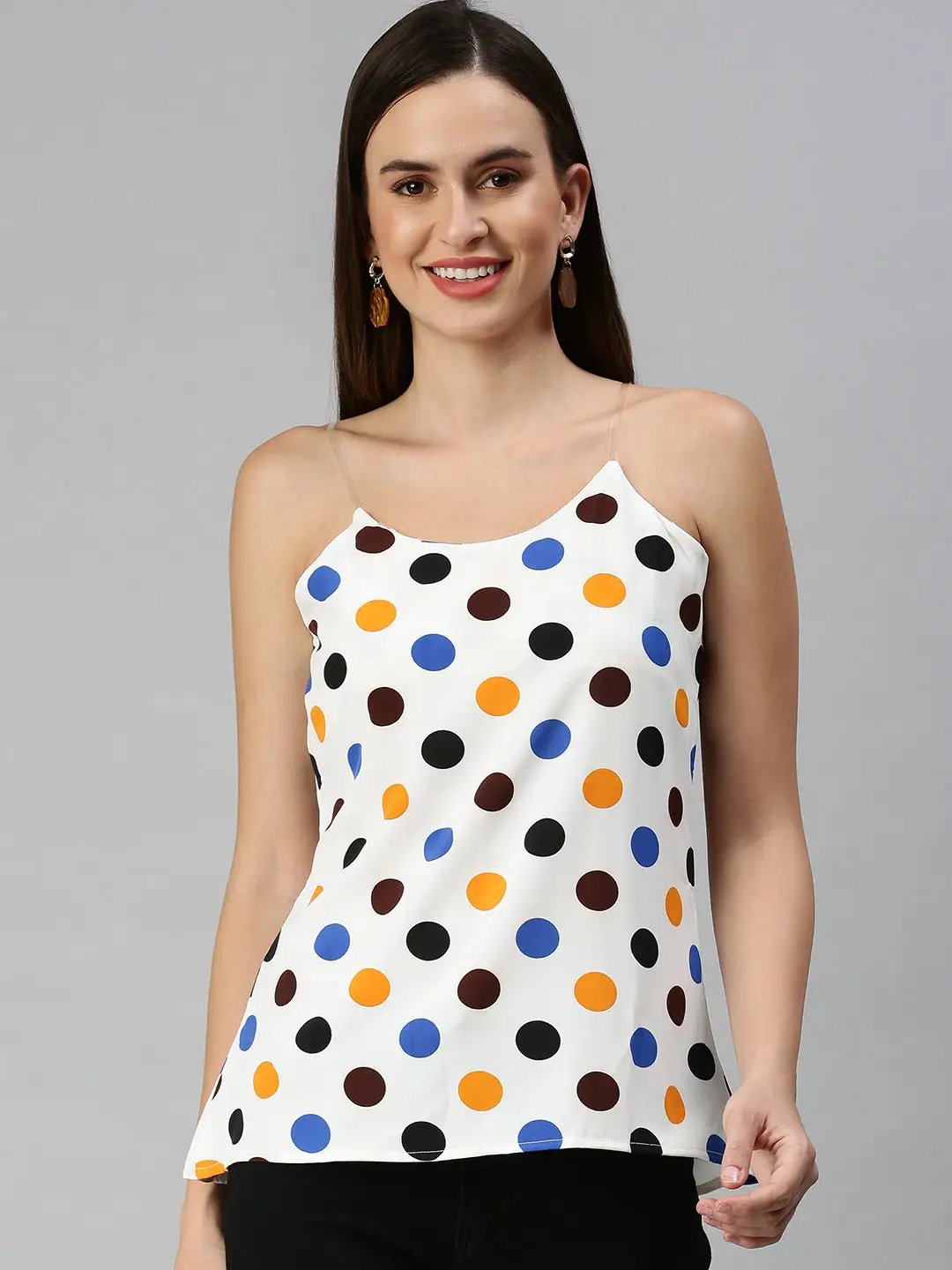 Women's Off White Print Crepe Top