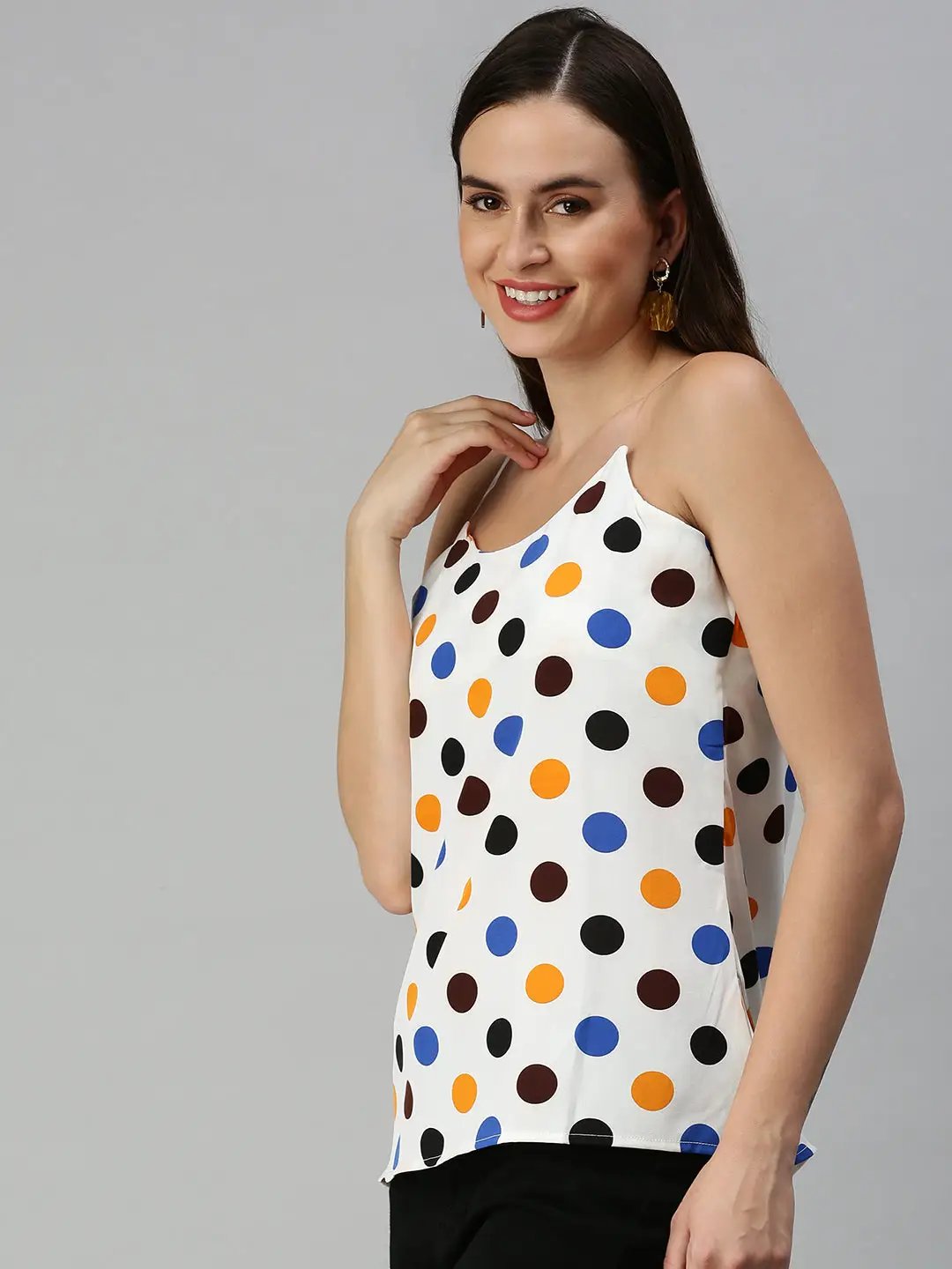 Women's Off White Print Crepe Top