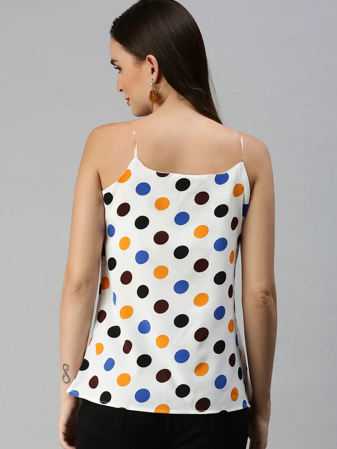 Women's Off White Print Crepe Top