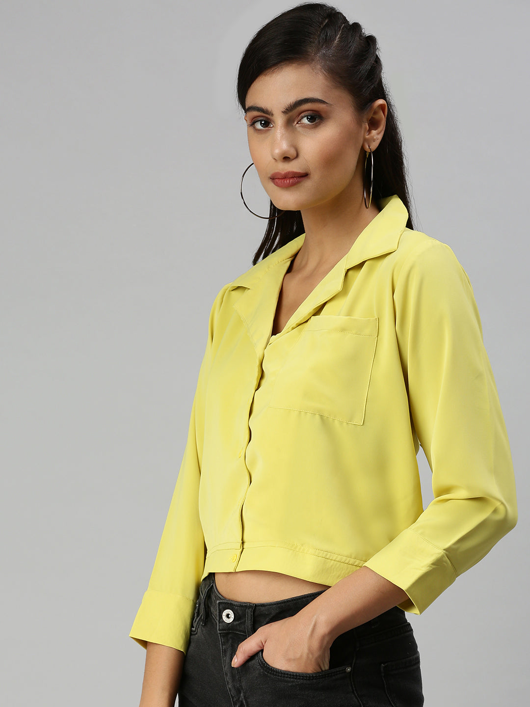 Women's Lime Green Solid Top