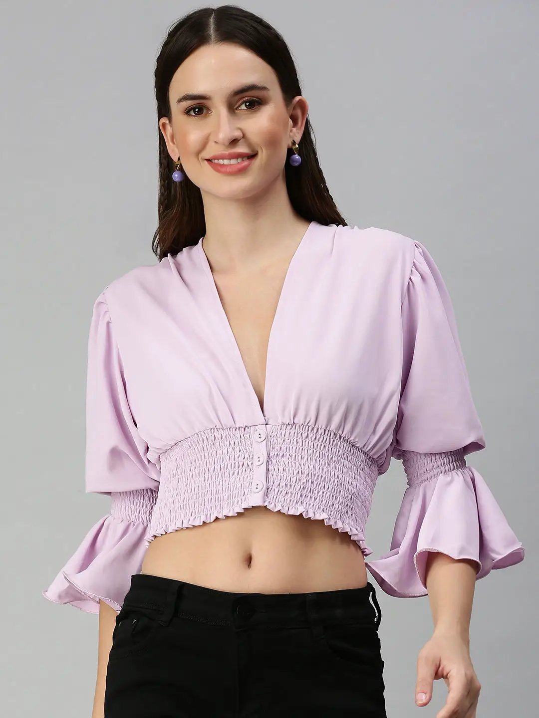 Women's Lavender Crepe Top