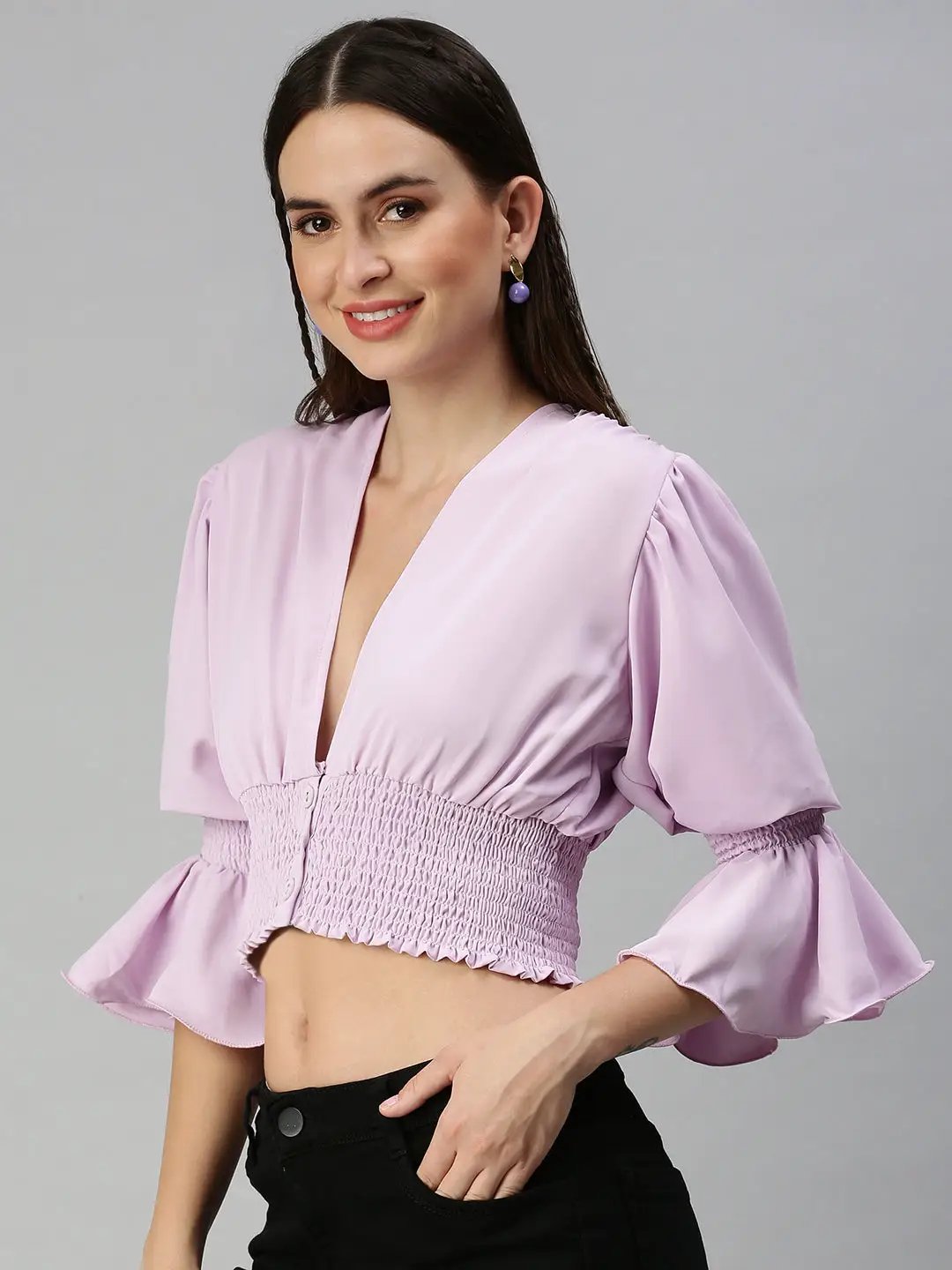 Women's Lavender Crepe Top