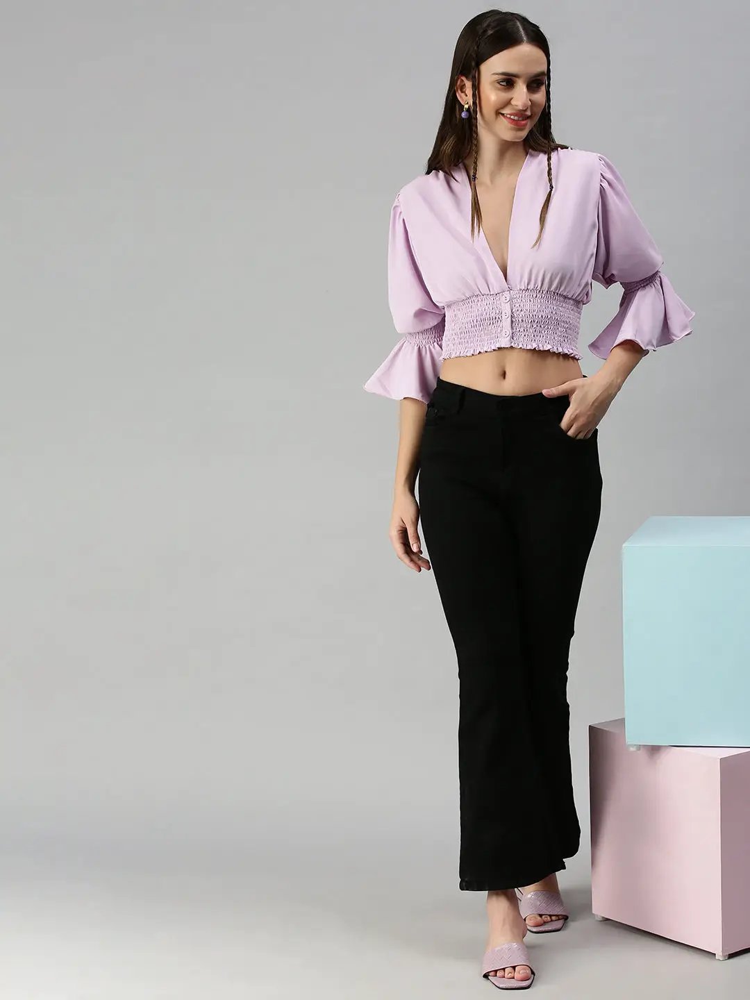Women's Lavender Crepe Top