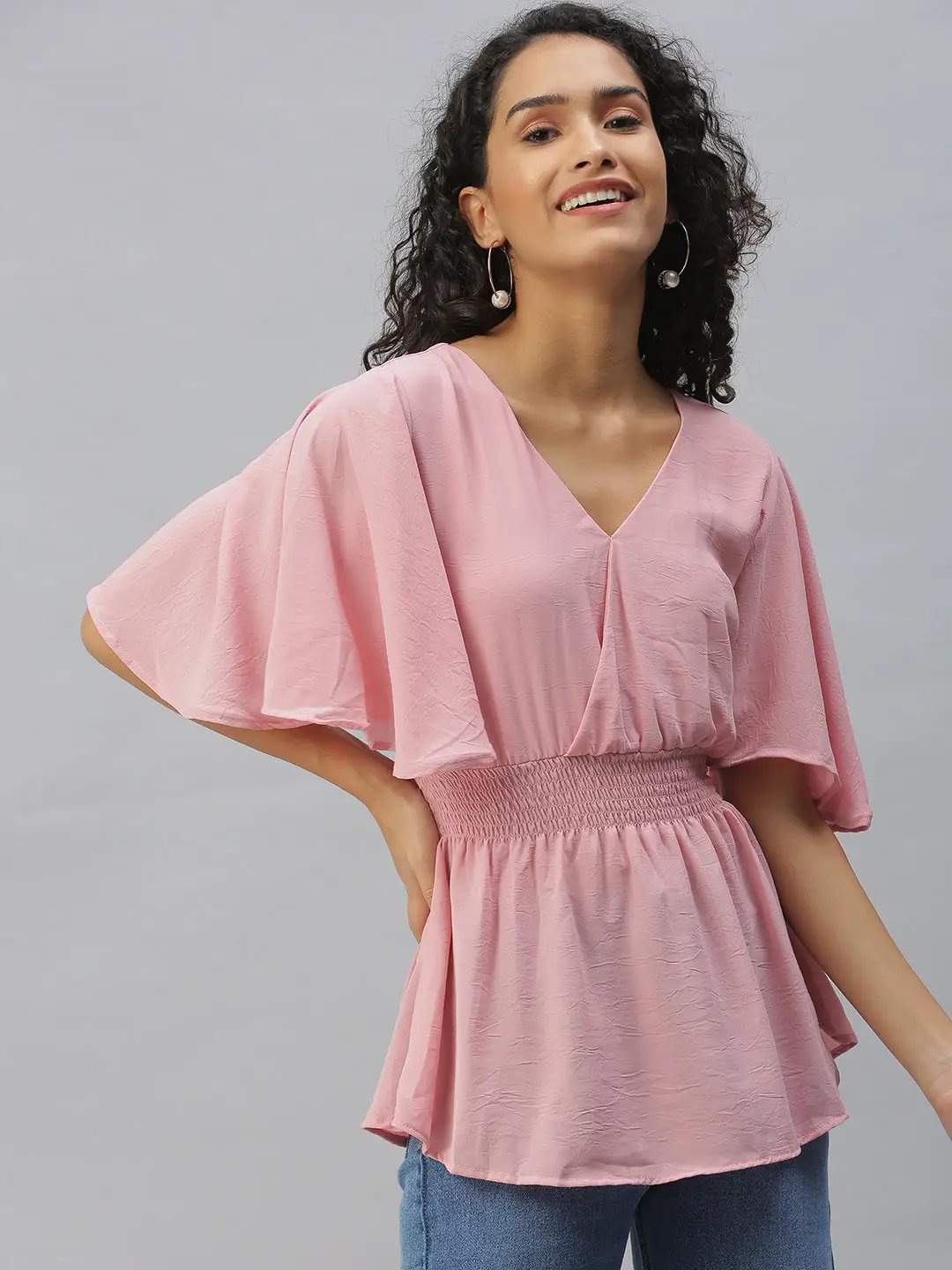 Women's Mauve Smocked Top