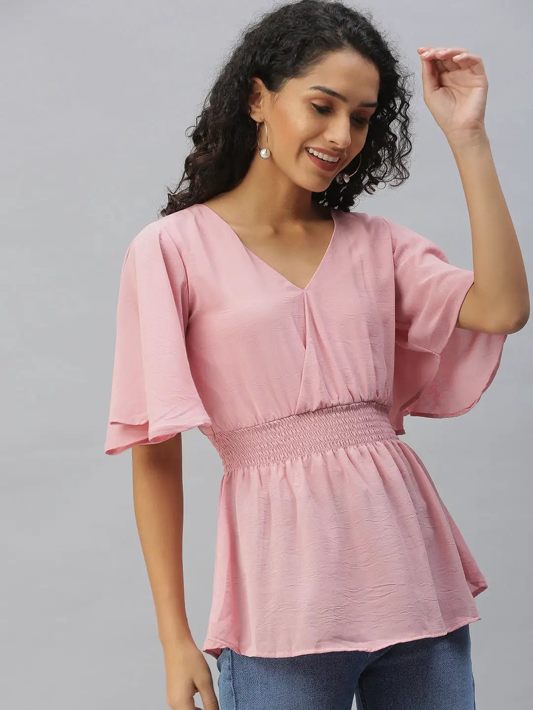 Women's Mauve Smocked Top