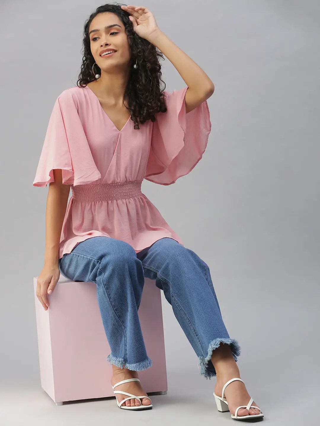 Women's Mauve Smocked Top