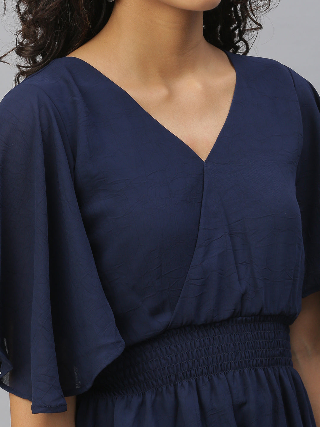 Women's Navy Blue Cinched Waist Top