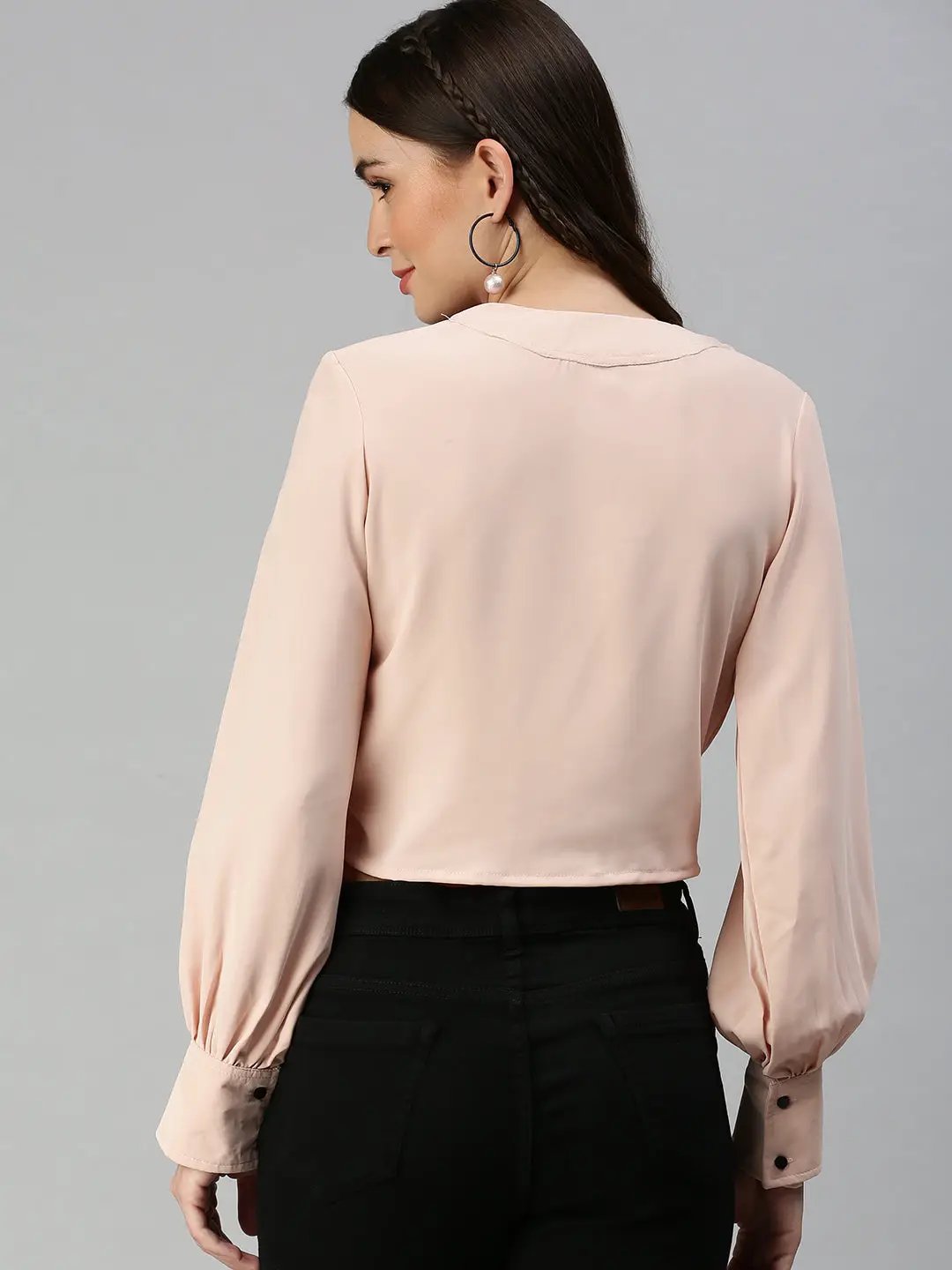 Women's Peach Crepe Crop Top