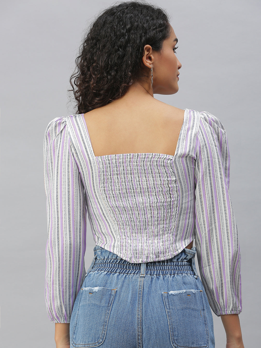 Women's Purple Vertical Striped Top