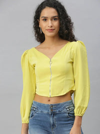 Women's Lime green Crepe Crop Top