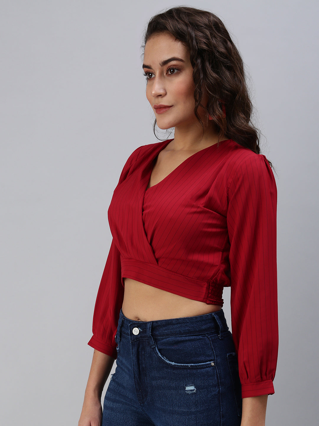 Women's Red Striped Top