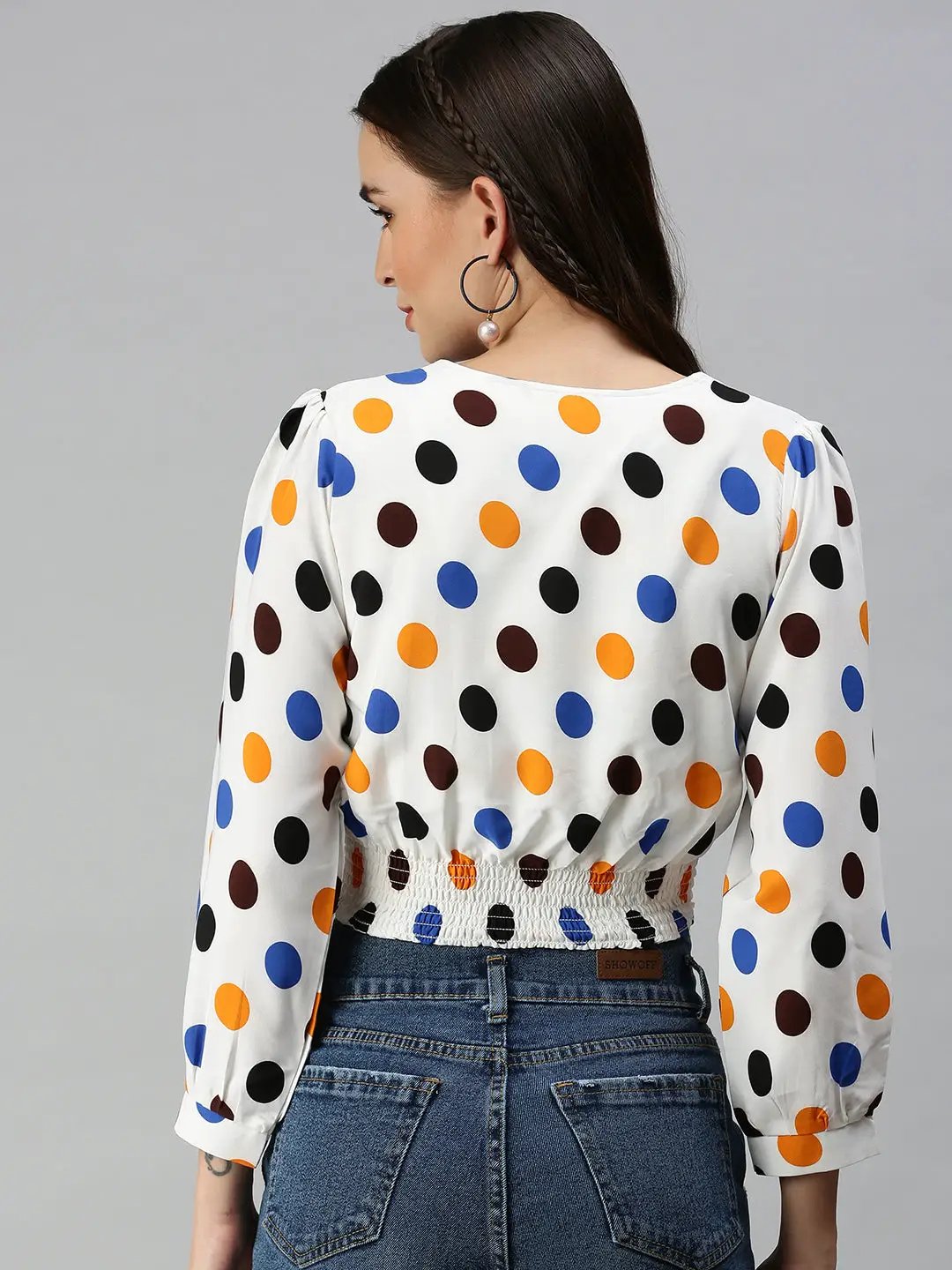Women's White Printed Crop Tops