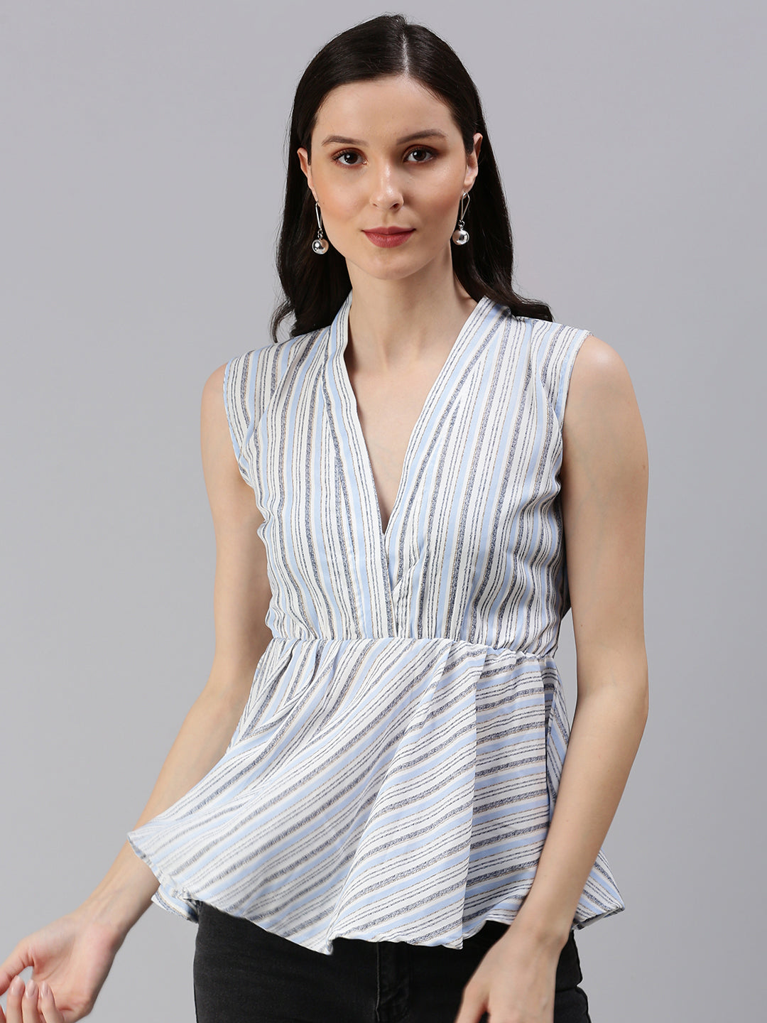 Women's Blue Striped Top