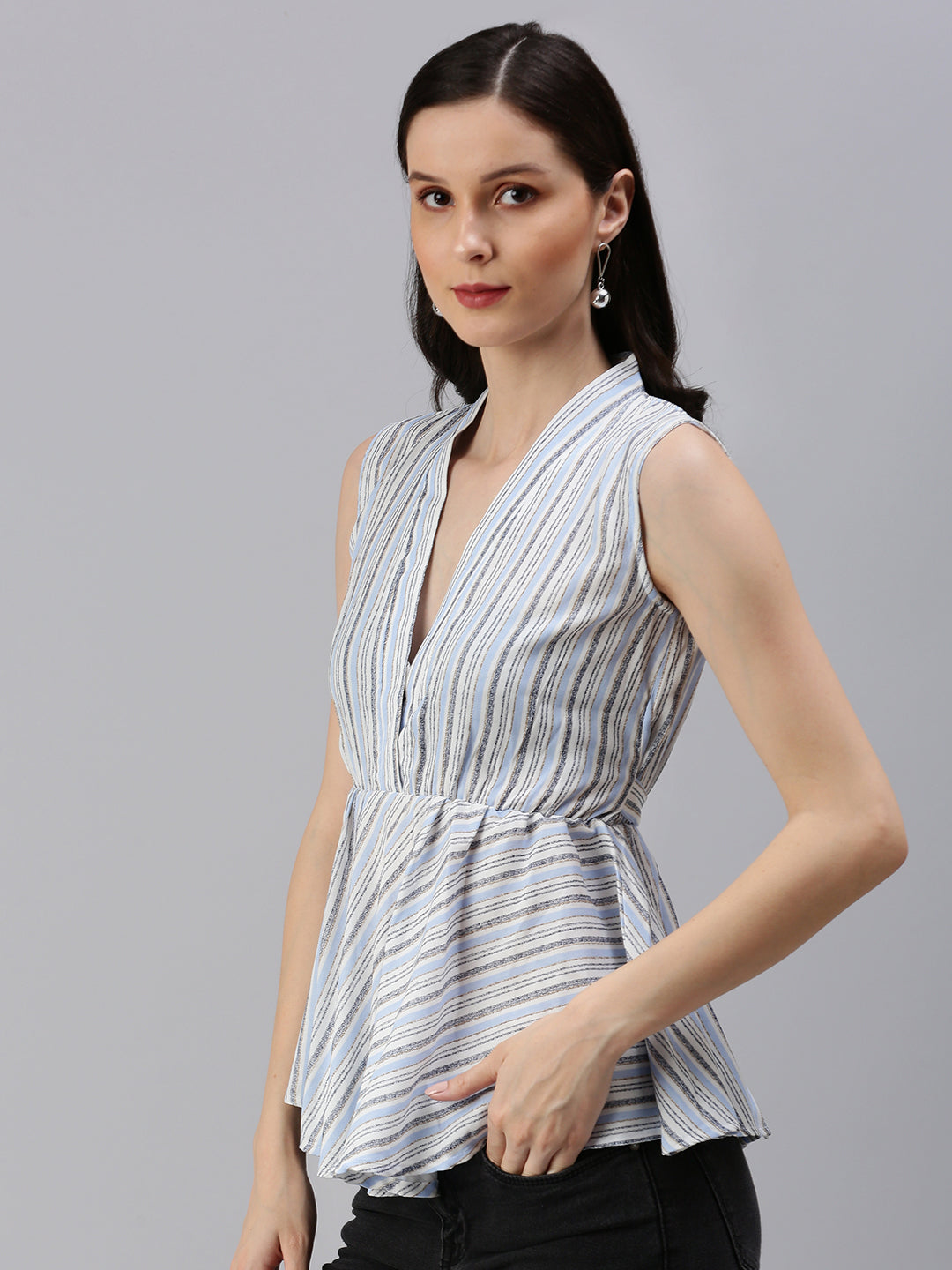 Women's Blue Striped Top